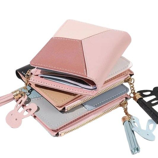 ISKYBOB Women’s Short PU Leather Zipper Wallet CaRaUaNa Fashion