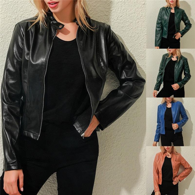 Jacket Women Coat Faux Leather