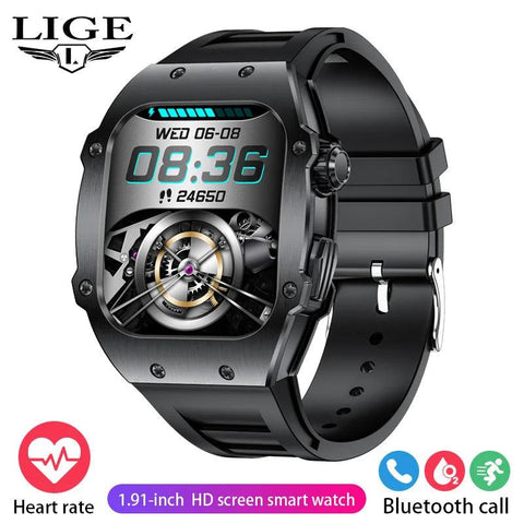 LIGE Smart Watch For Men Waterproof Bluetooth Call Heart Rate Monitor