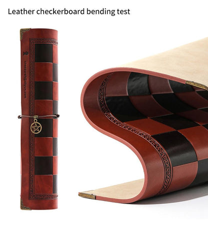 Luxury Chess Metal Theme Leather Board