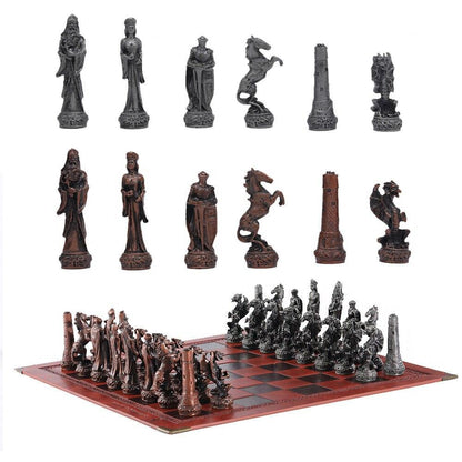 Luxury Chess Metal Theme Leather Board