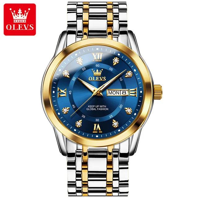 OLEVS Couple Watch Pair for Men and Women Stainless Steel Waterproof Men's Watches Luxury Gold Diamond Lover's Wristwatches 2023