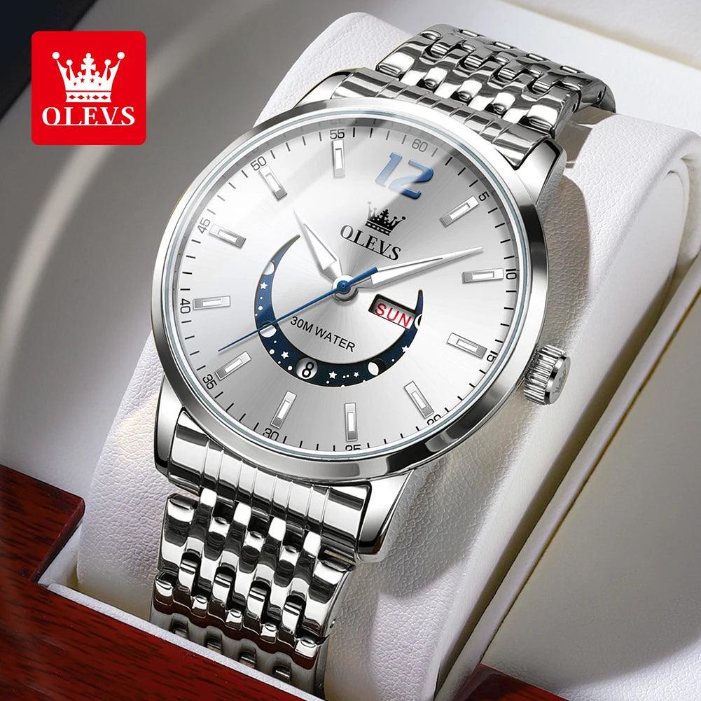 OLEVS Men's Watches Fashion Trend Crescent Shaped Dial Original Quartz Watch