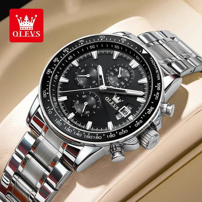 OLEVS Original Multi-function Men's Watches Chronograph Stainless Steel Waterproof Business Wristwatch Men (Exclusive Design)