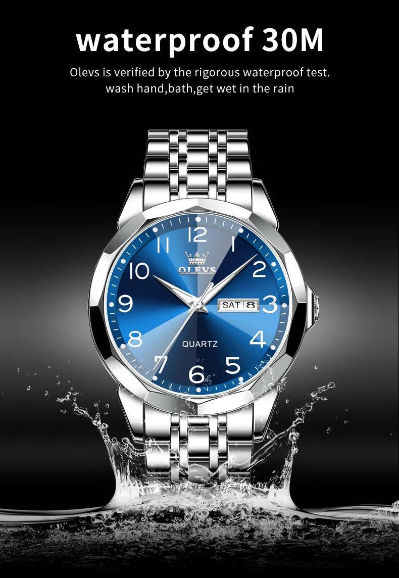 OLEVS Stainless Steel Quartz Watch | Fashionably Functional with Luminous Display and Water Resistance