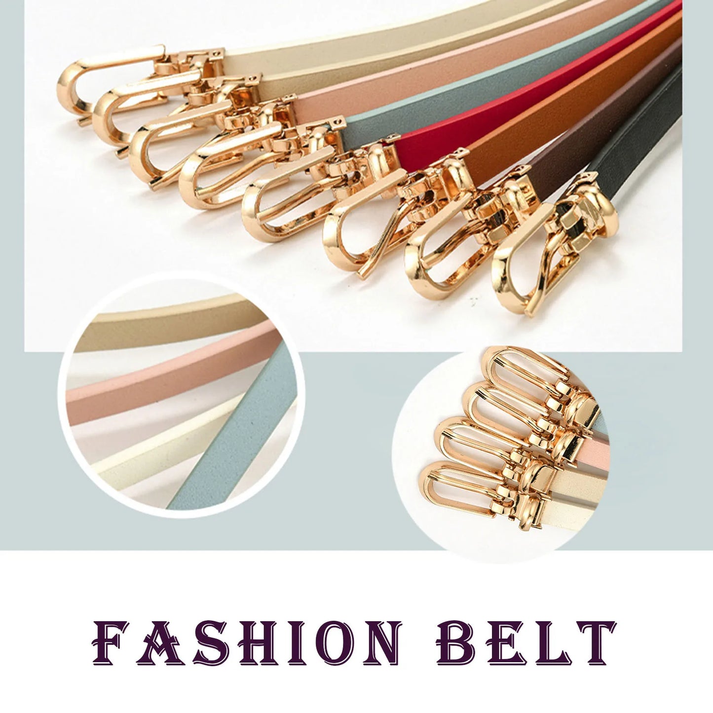 Set of fashion belts with gold buckles