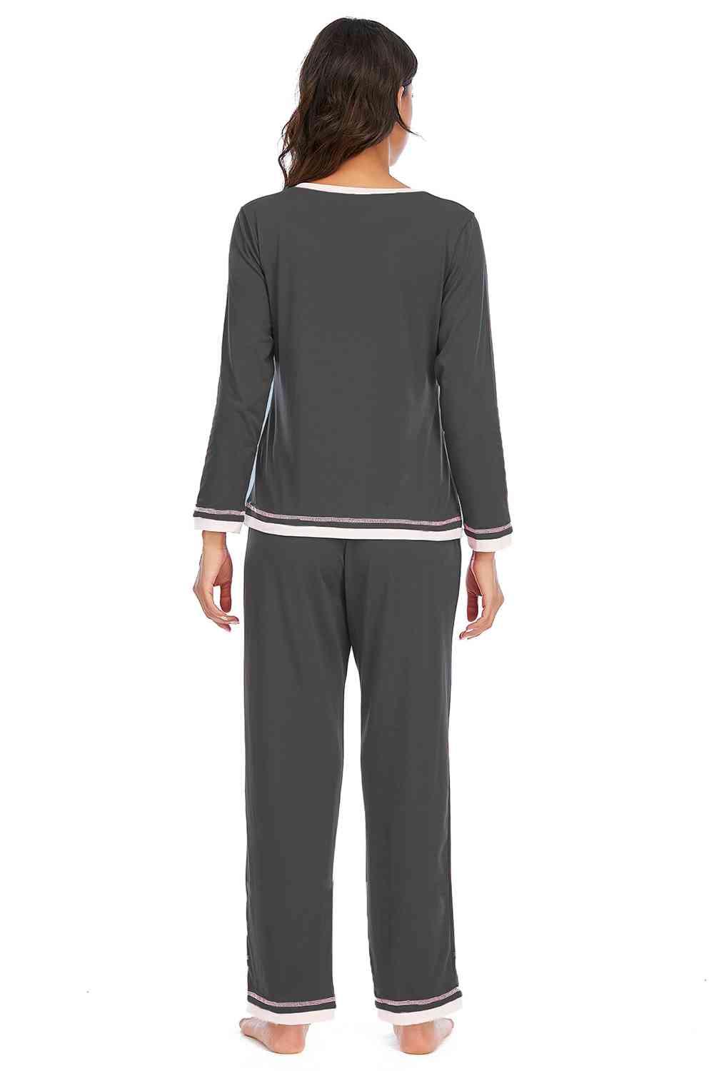 V-Neck Top and Pants Lounge Set Carauana Store