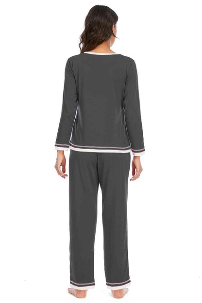 V-Neck Top and Pants Lounge Set Carauana Store