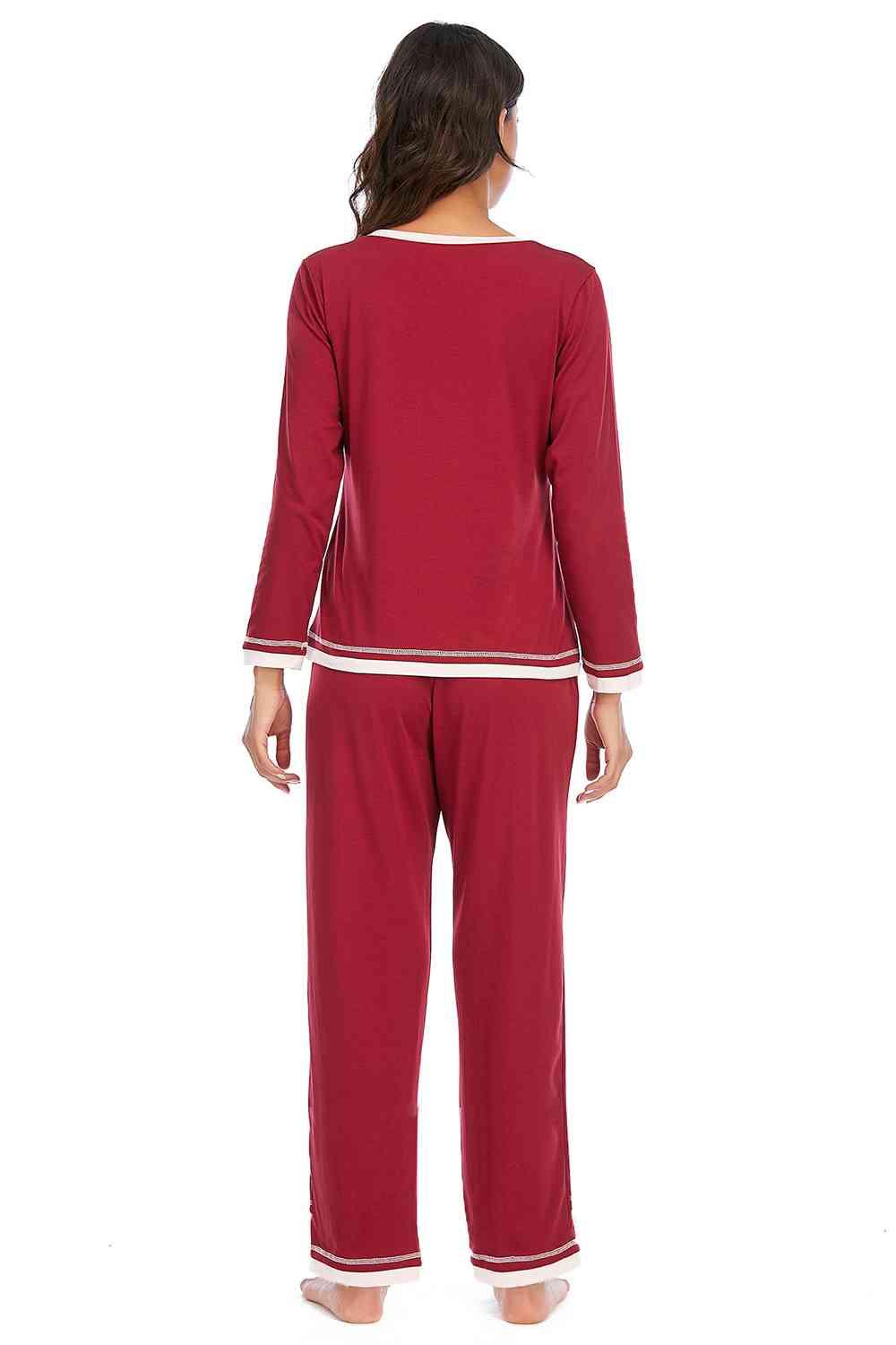 V-Neck Top and Pants Lounge Set Carauana Store