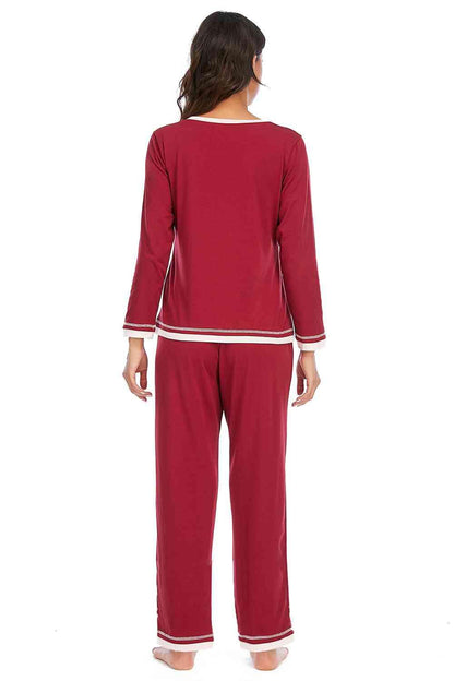 V-Neck Top and Pants Lounge Set Carauana Store