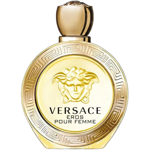 Versace Eros pour Femme perfume bottle on a white background