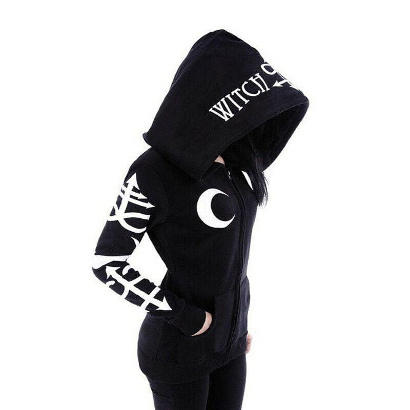 Women Hoodies Gothic Moon Letters