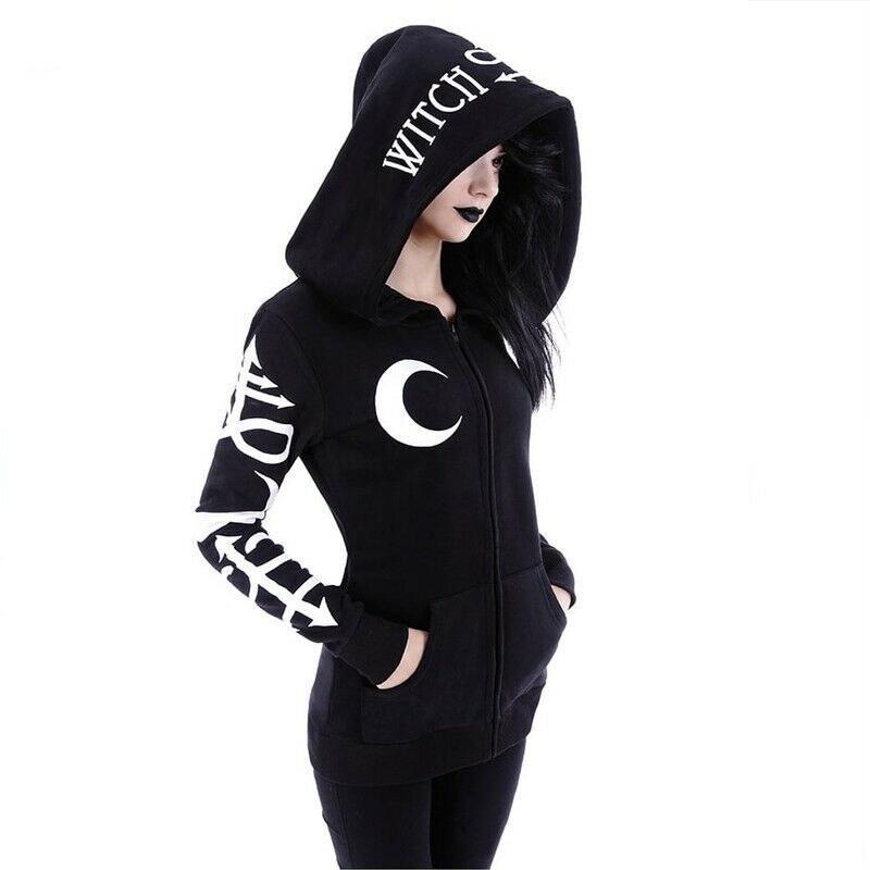 Women Hoodies Gothic Moon Letters