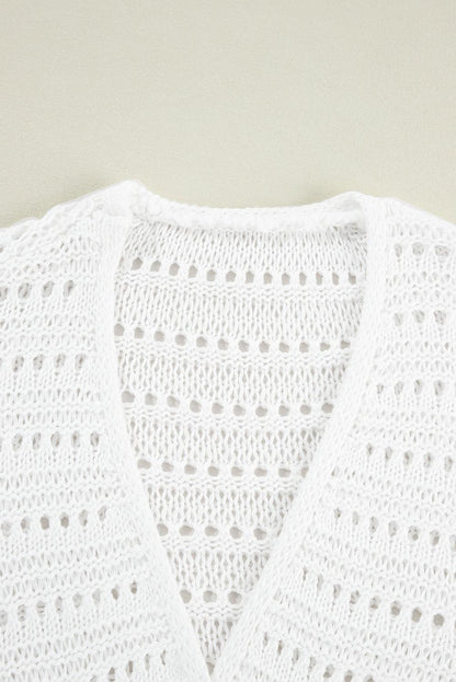 Openwork Open Front Long Sleeve Cardigan Carauana Store