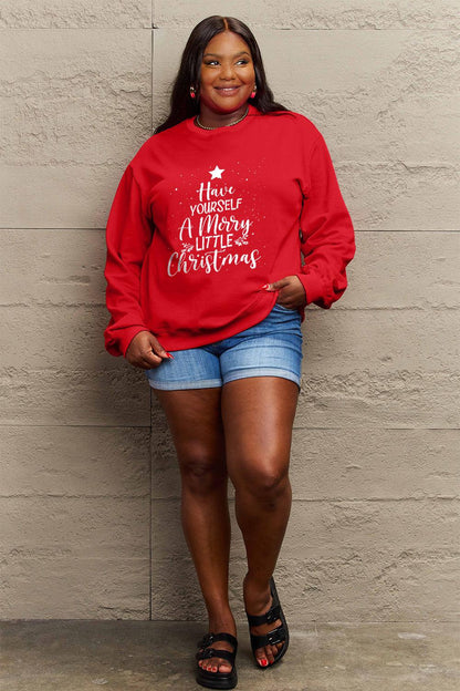 Simply Love Full Size HAVE YOURSELF A MERRY LITTLE CHRISTMAS Round Neck Sweatshirt Carauana Store