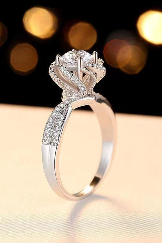 2 Carat Moissanite Floral Platinum-Plated Ring Carauana Store
