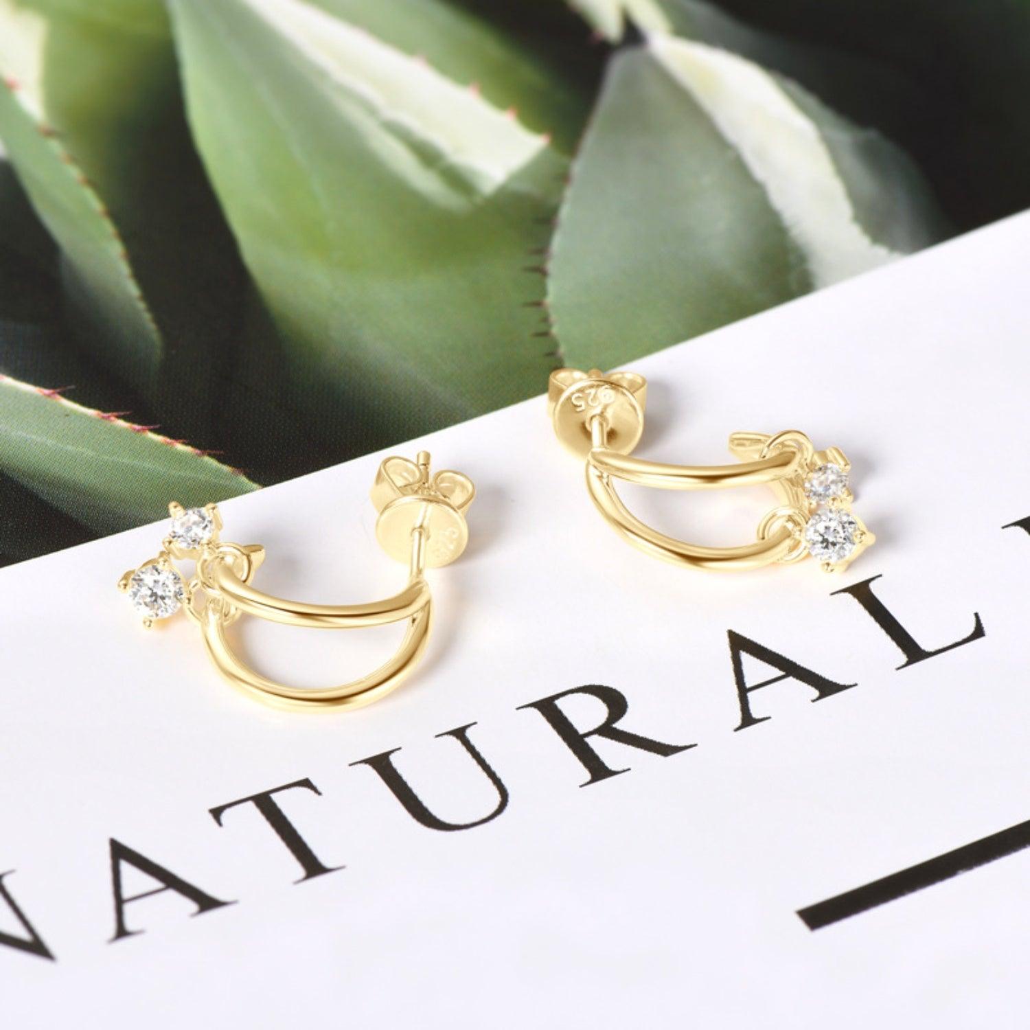 925 Sterling Silver Moissanite C-Hoop Earrings Carauana Store
