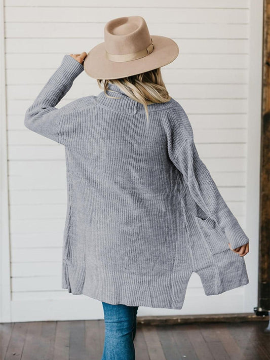 High-Low Open Front Cardigan with Pockets Carauana Store