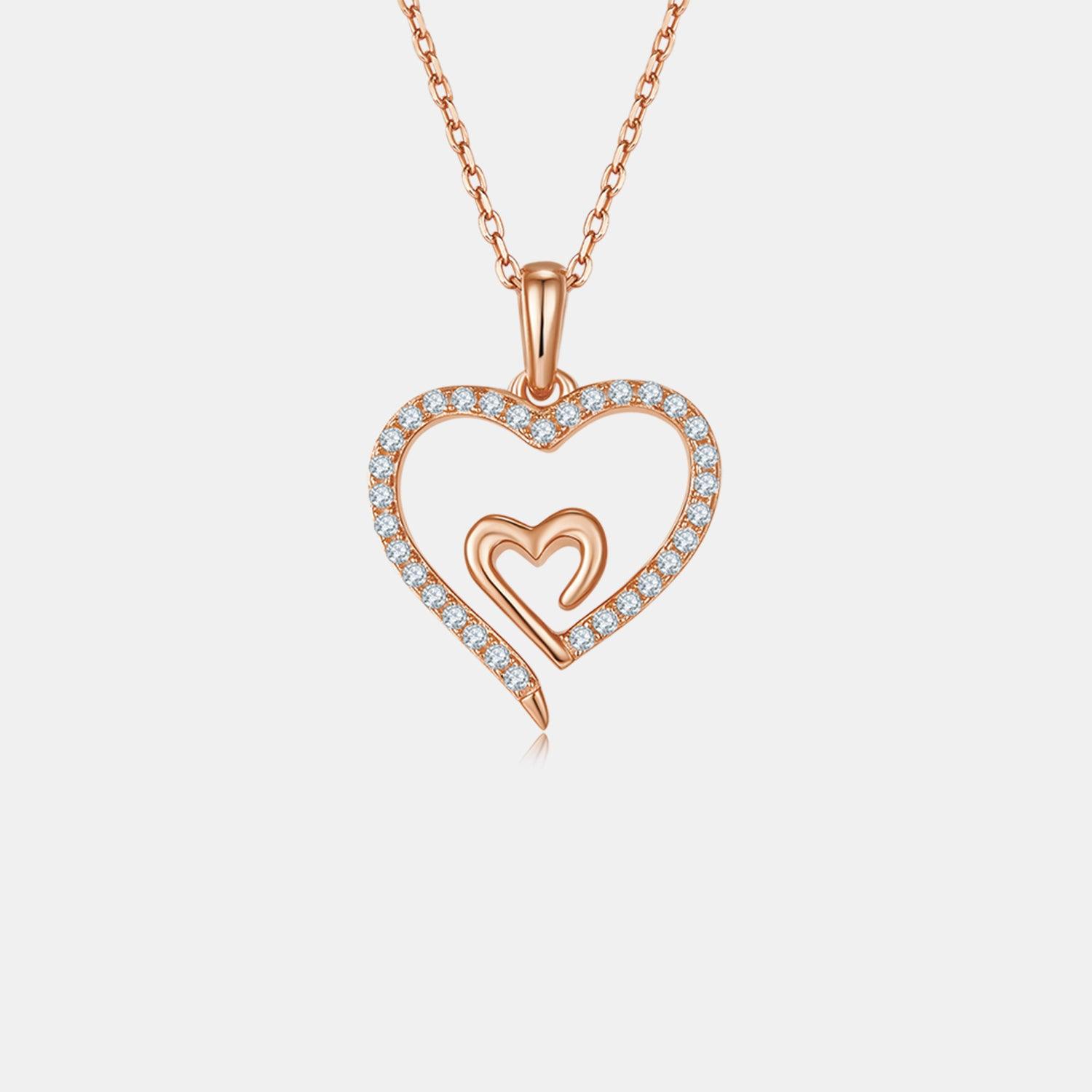 Moissanite 925 Sterling Silver Heart Pendant Necklace Carauana Store