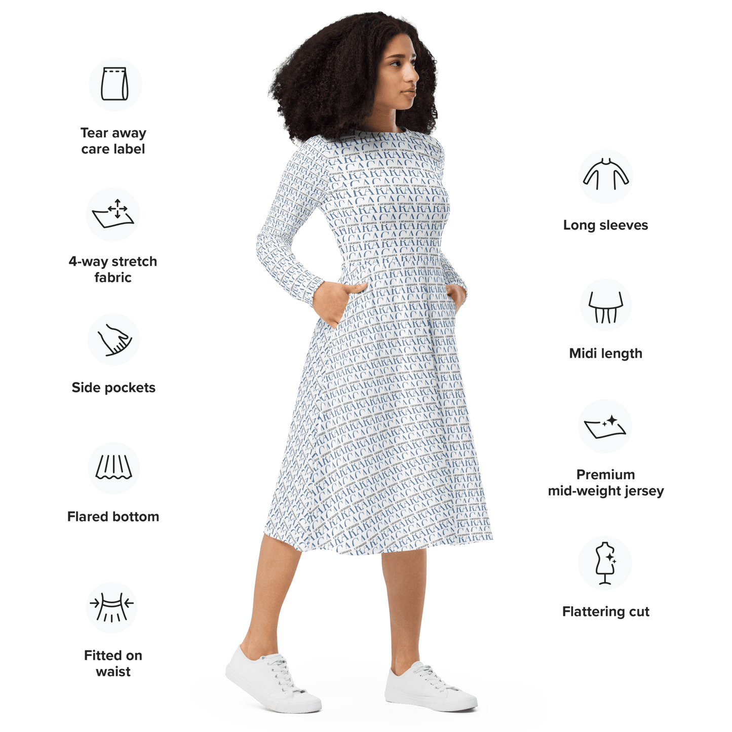 CARAUANA midi dress long sleeve