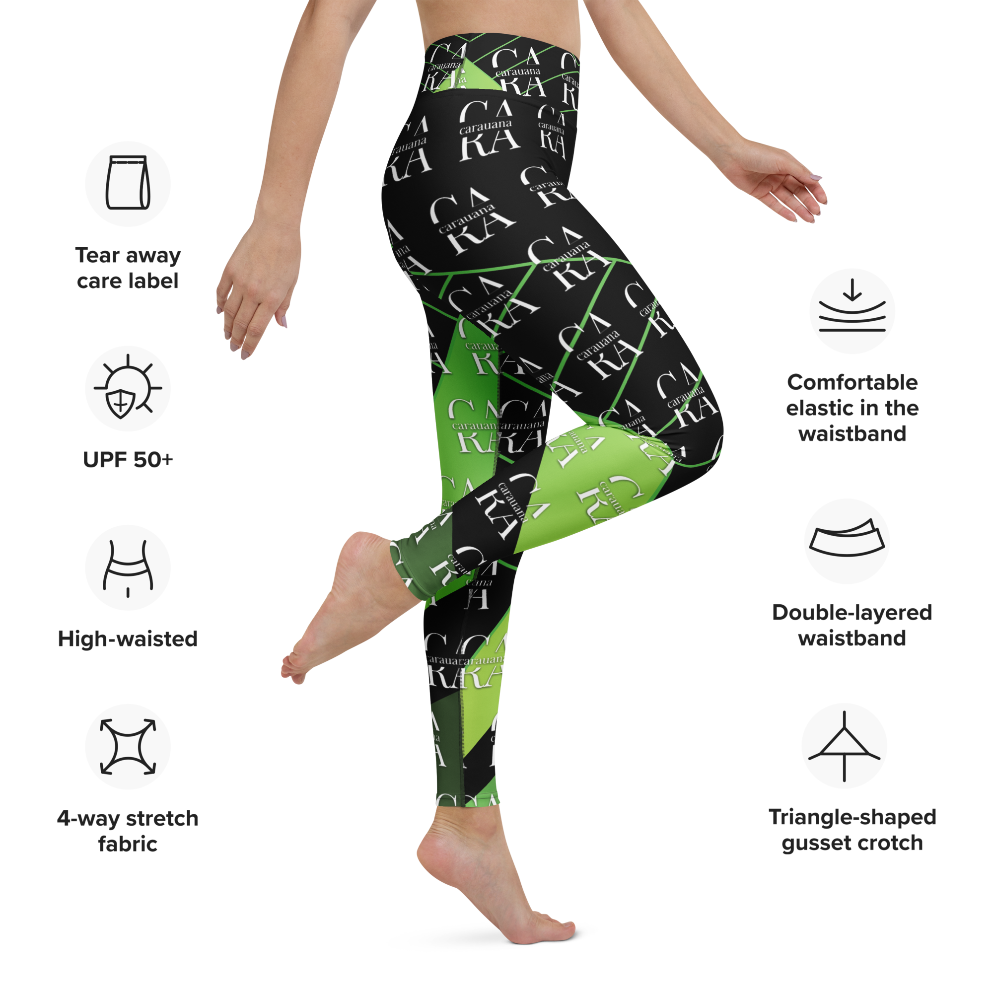 CaRaUaNa Leggings SPORT black Green Carauana Store