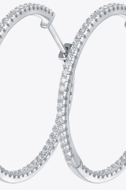 Adored Inlaid Moissanite 925 Sterling Silver Hoop Earrings Carauana Store