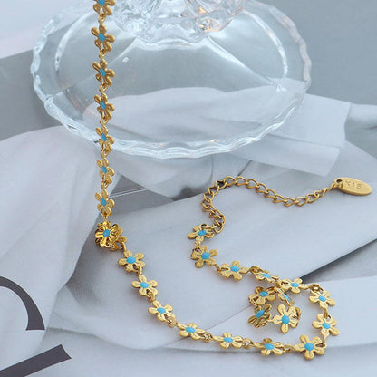Titanium Steel Drip Oil Flower Necklace Carauana Store