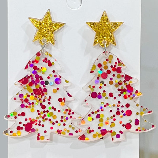 Christmas Tree Acrylic Dangle Earrings Carauana Store