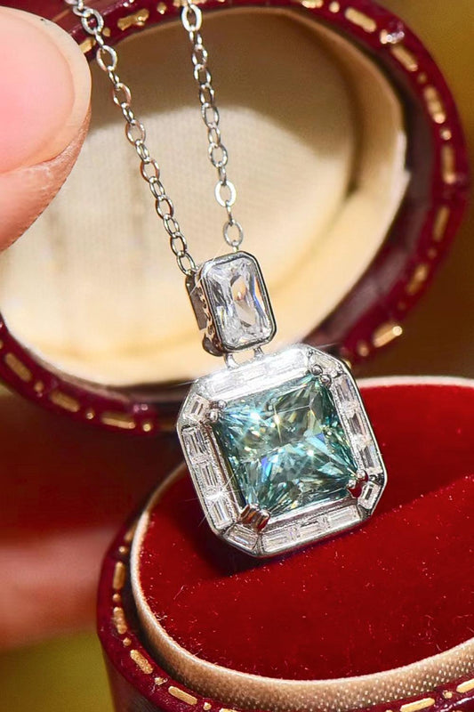 2 Carat Moissanite Square Pendant Necklace Carauana Store