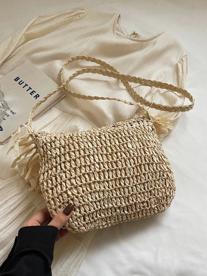Straw Braided Fringe Shoulder Bag Carauana Store