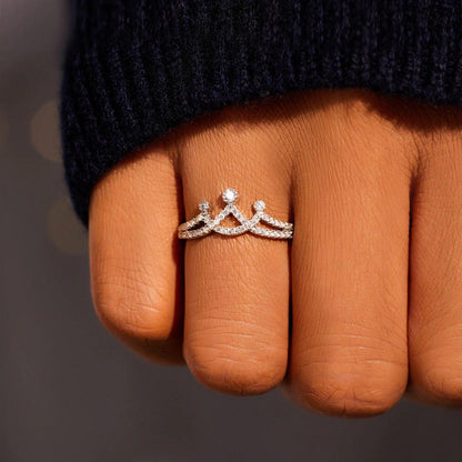 Crown Shape Inlaid Zircon 925 Sterling Silver Ring Carauana Store