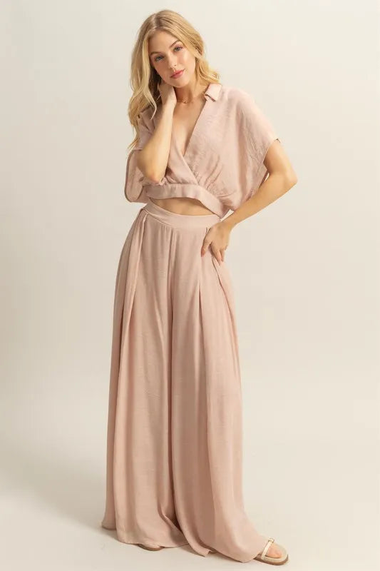 HYFVE Kimono Sleeve Crop Top and Wide Leg Pants Set Carauana Store