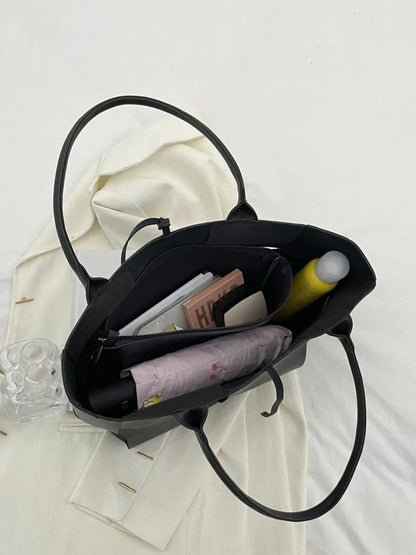 PU Leather Woven Handbag and Clutch Set Carauana Store