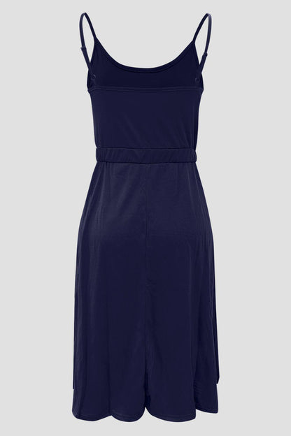 Decorative Button Spaghetti Strap Dress Carauana Store