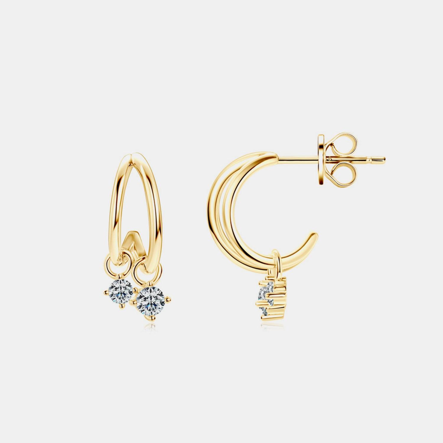925 Sterling Silver Moissanite C-Hoop Earrings Carauana Store
