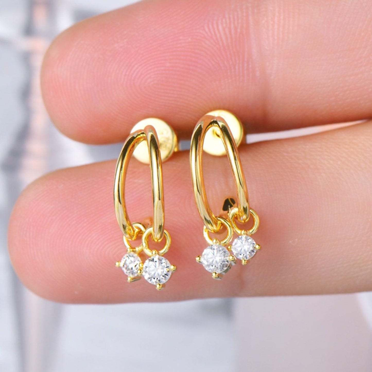 925 Sterling Silver Moissanite C-Hoop Earrings Carauana Store