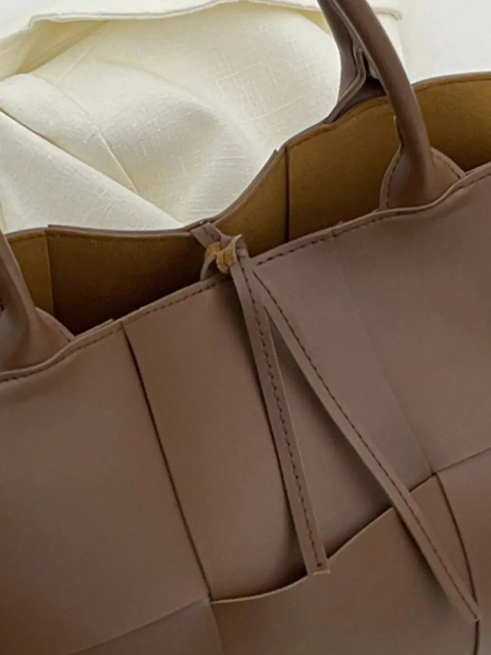 PU Leather Woven Handbag and Clutch Set Carauana Store