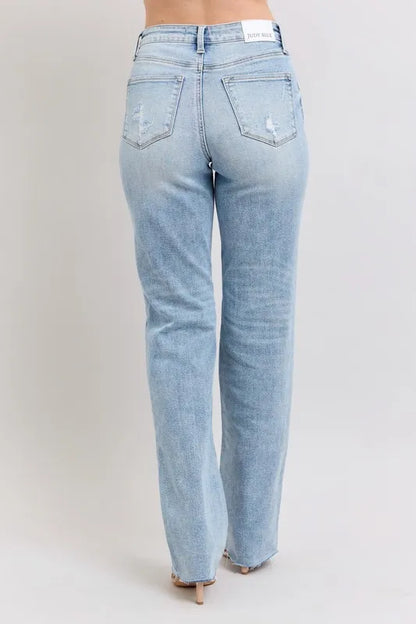 Judy Blue Full Size Mid Rise Light Wash Dad Jeans Plus Size Carauana Store