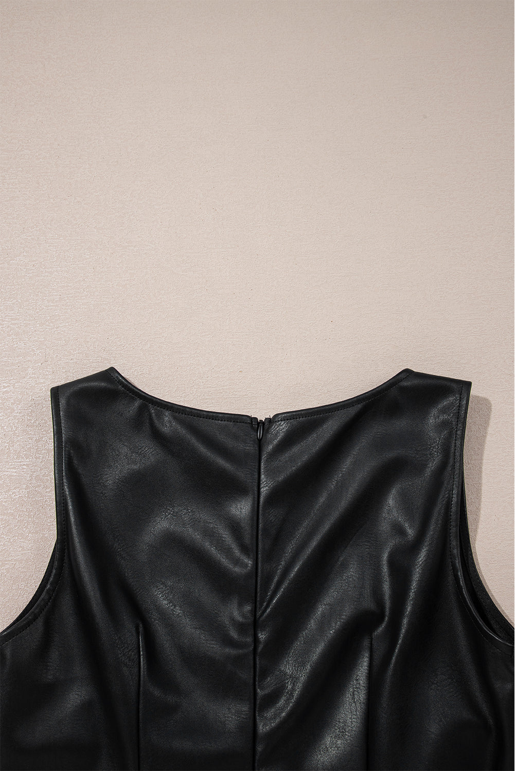 Black Vegan Leather Sleeveless Mini Dress