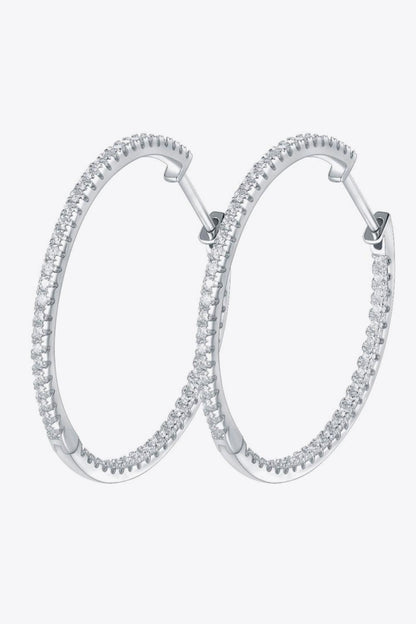 Adored Inlaid Moissanite 925 Sterling Silver Hoop Earrings Carauana Store