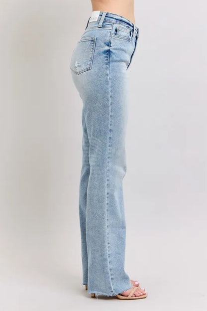 Judy Blue Full Size Mid Rise Light Wash Dad Jeans Plus Size Carauana Store