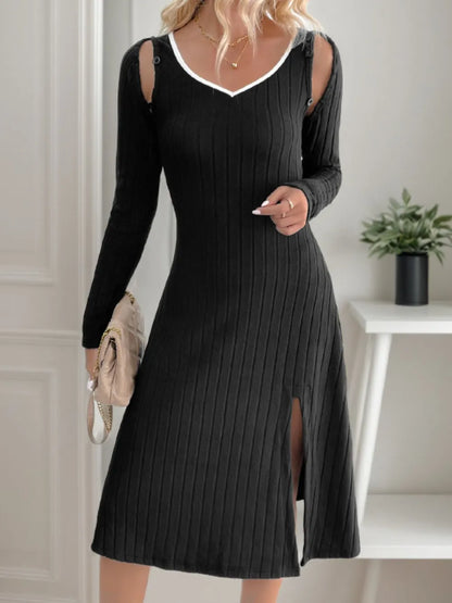 Perfee Slit Wide Strap Dress and Detachable Long Sleeves Set Carauana Store