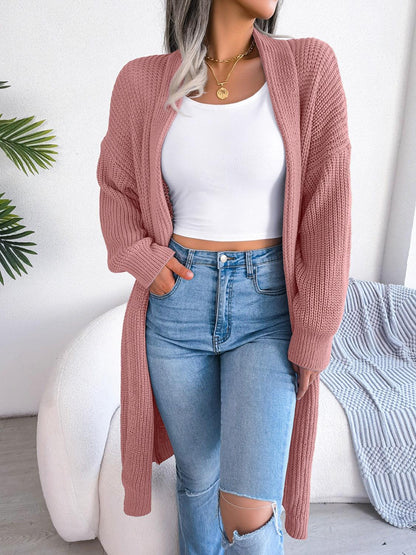 Open Front Dropped Shoulder Longline Cardigan Carauana Store