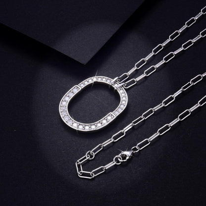 925 Sterling Silver Inlaid Moissanite Pendant Necklace Carauana Store