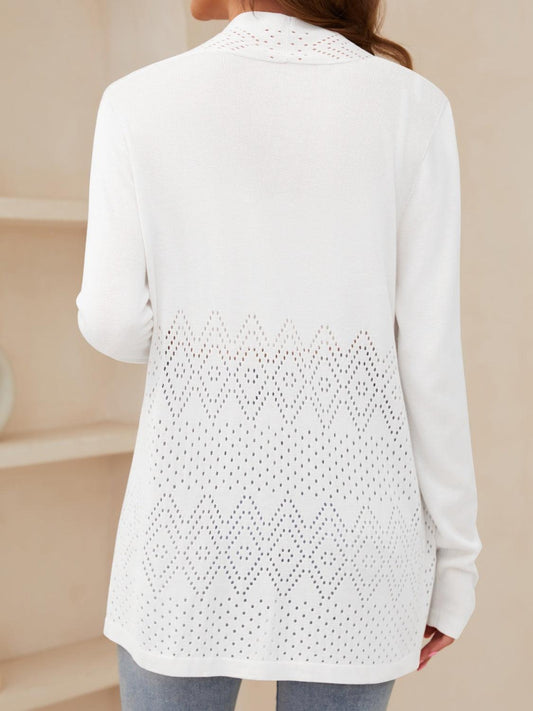 Openwork Open Front Long Sleeve Cardigan Carauana Store