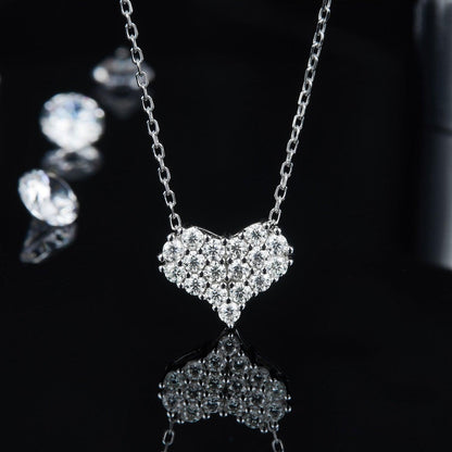 Moissanite 925 Sterling Silver Heart Necklace Carauana Store