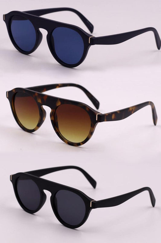 3-Piece Round Polycarbonate Full Rim Sunglasses Carauana Store