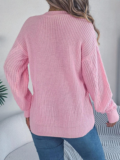 Cable-Knit Long Sleeve Cardigan Carauana Store