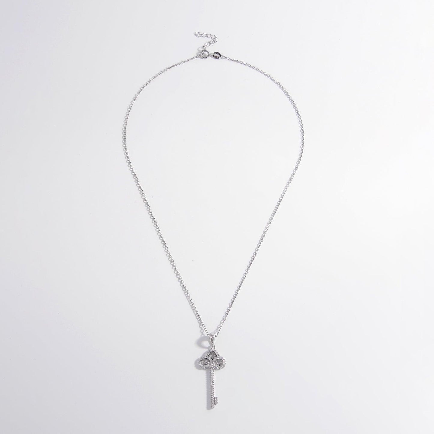 925 Sterling Silver Inlaid Zircon Key Shape Necklace Carauana Store