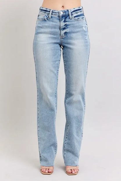 Judy Blue Full Size Mid Rise Light Wash Dad Jeans Plus Size Carauana Store